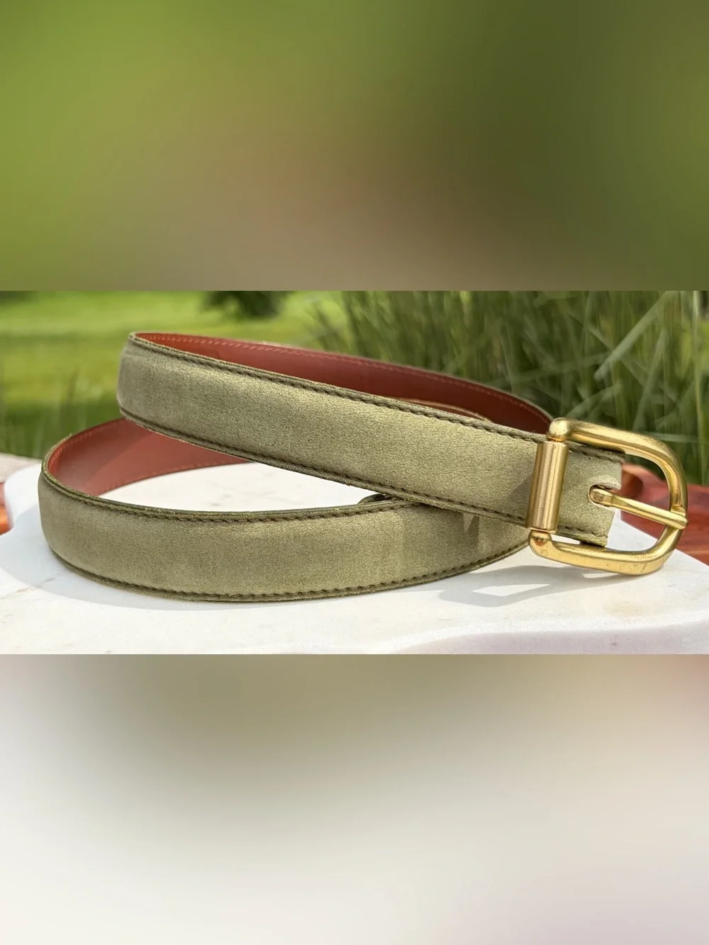 Vintage COACH Suede Leather Brass Belt 8528 EUC